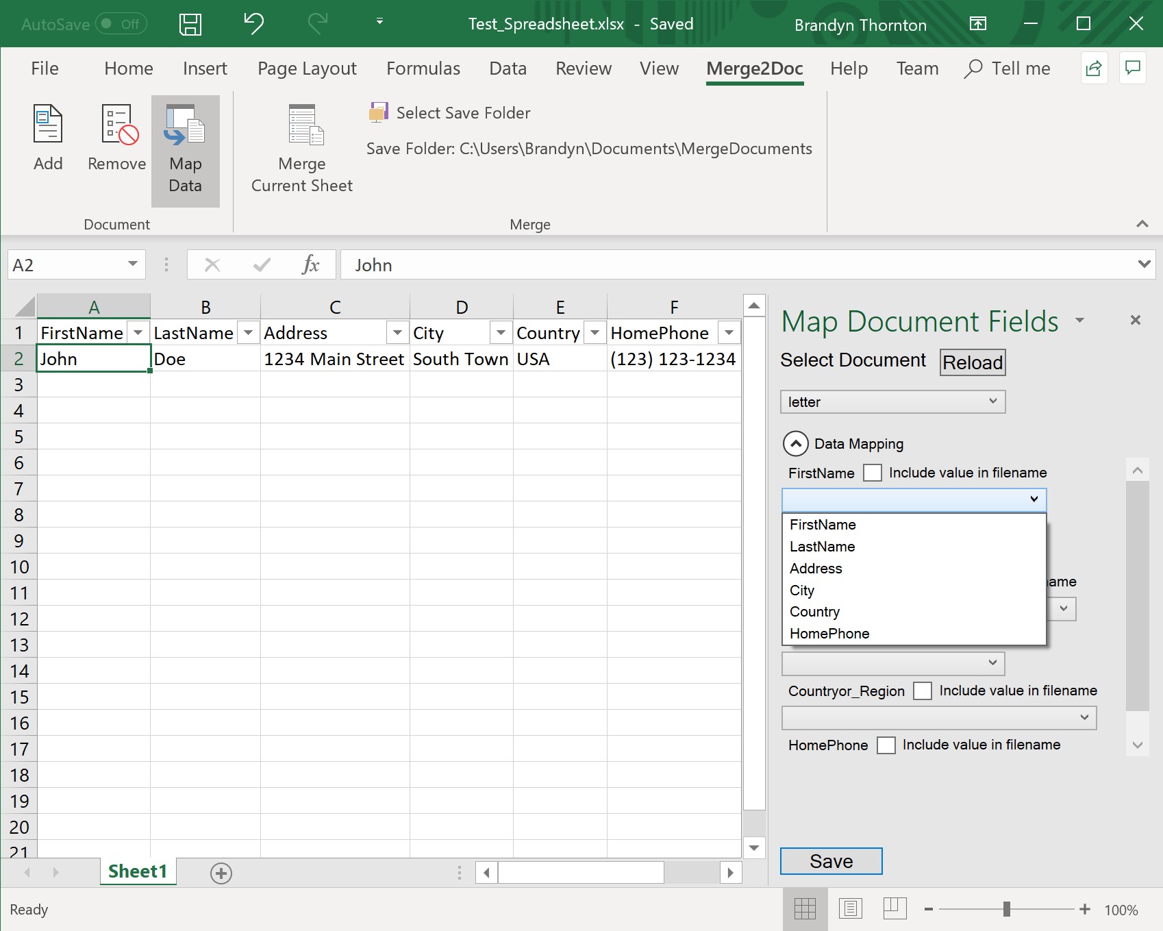 The Reload button will reload Fields from the document and column headers from the current sheet if necessary.